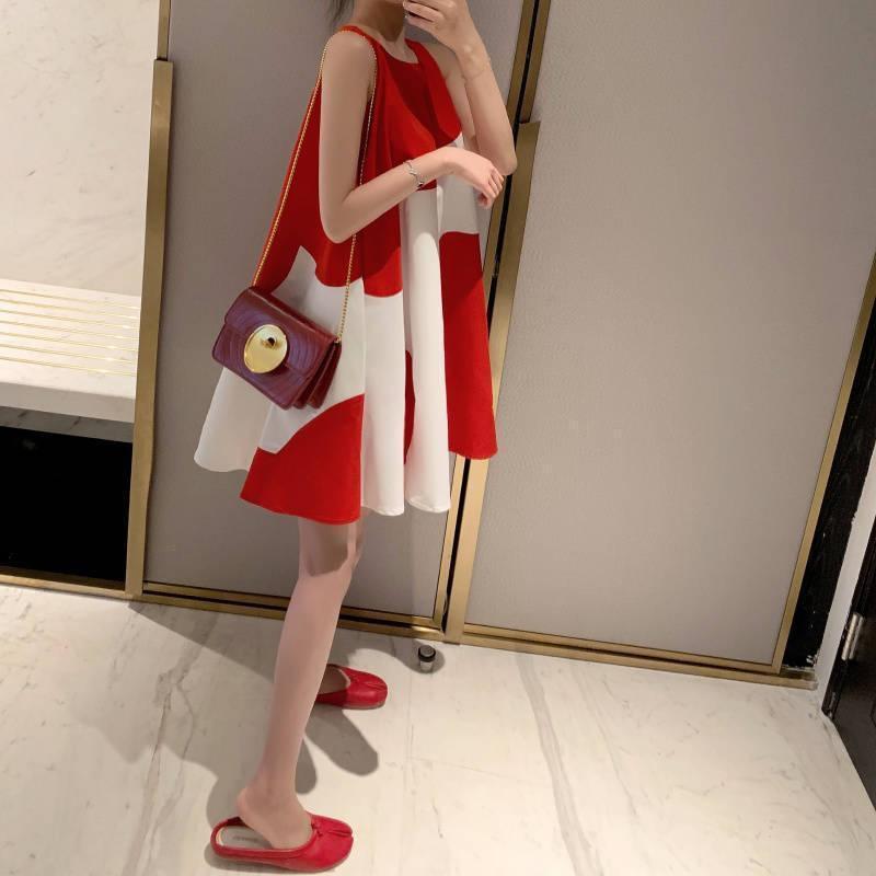Korean Style Sleeveless Plus-Size Maternity Dress - Loose Fit, Medium to Long Length for Summer
