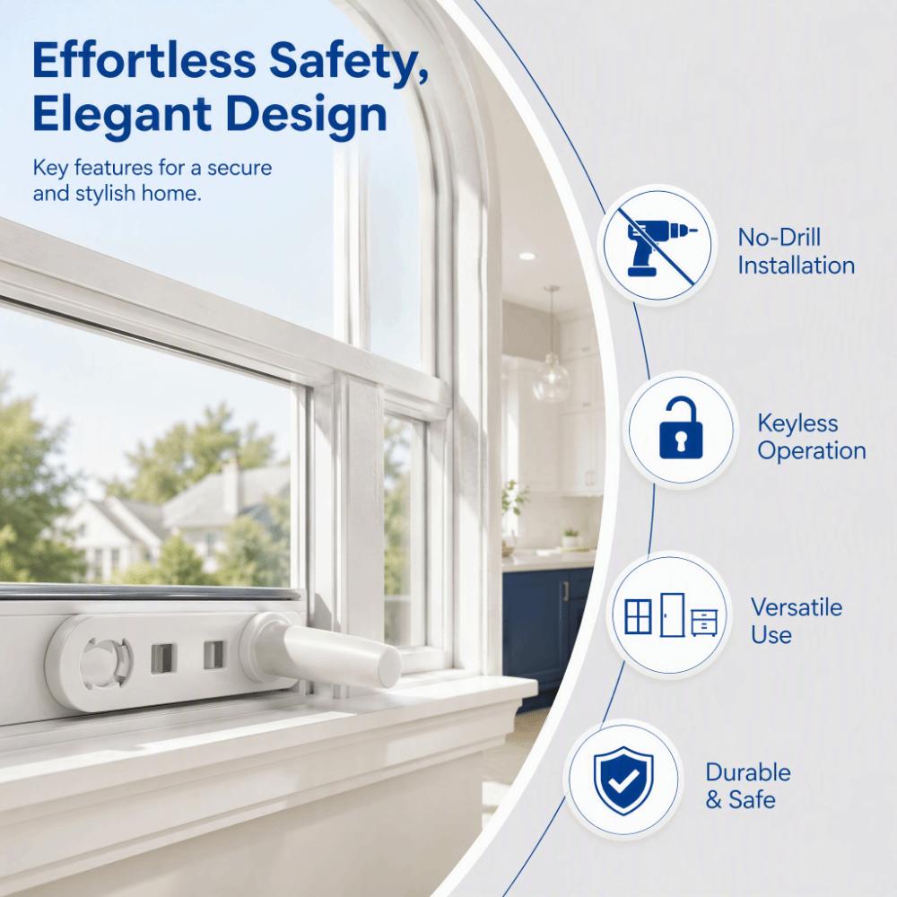 Anti-Opening Window Safety Lock No Tools Required Sliding Door Stopper Child Safety Lock For Kids