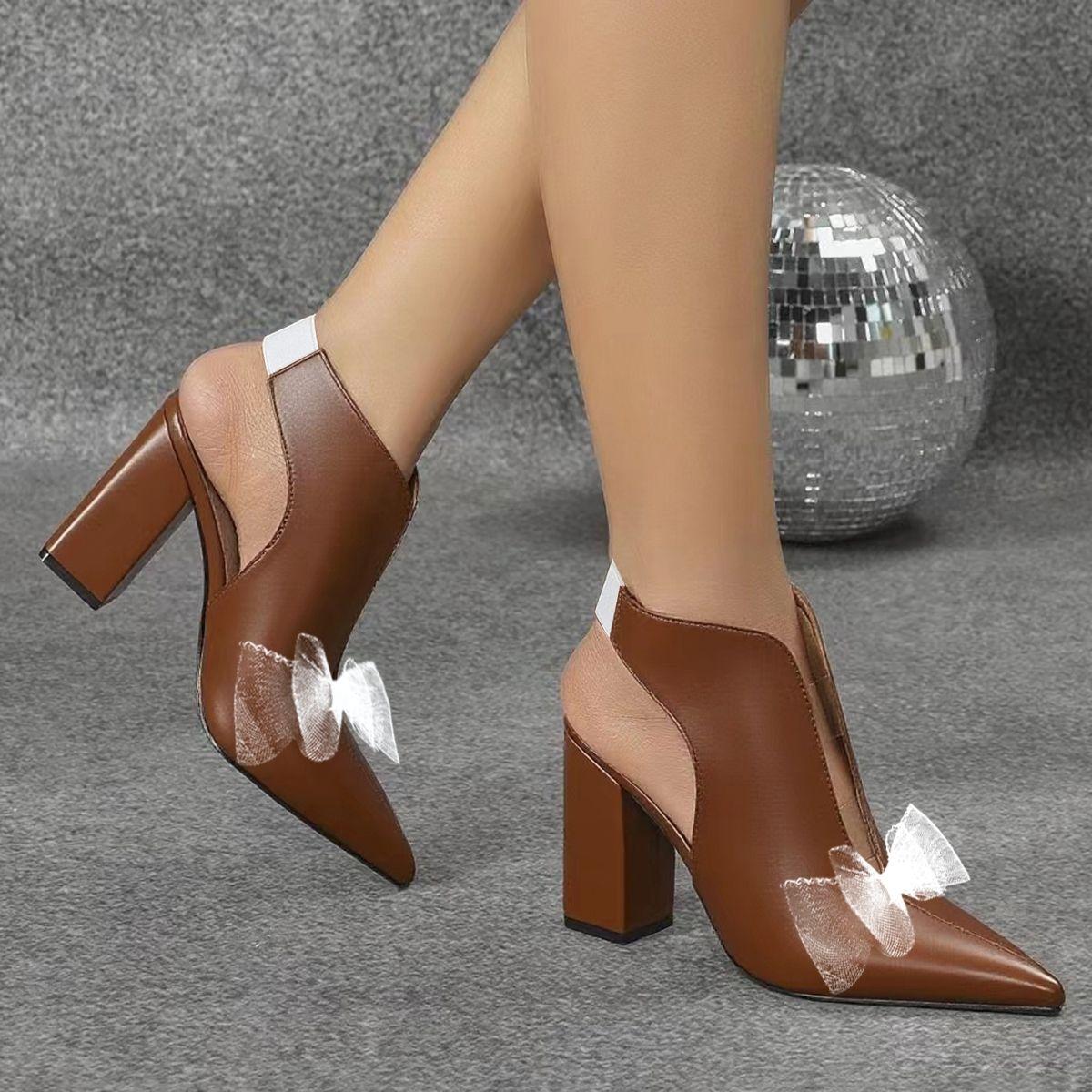 

9cm Thick Heel High-heeled Cool Boots for Summer 2025 New Pointed Bow Sandals for Wearing Outside 43
