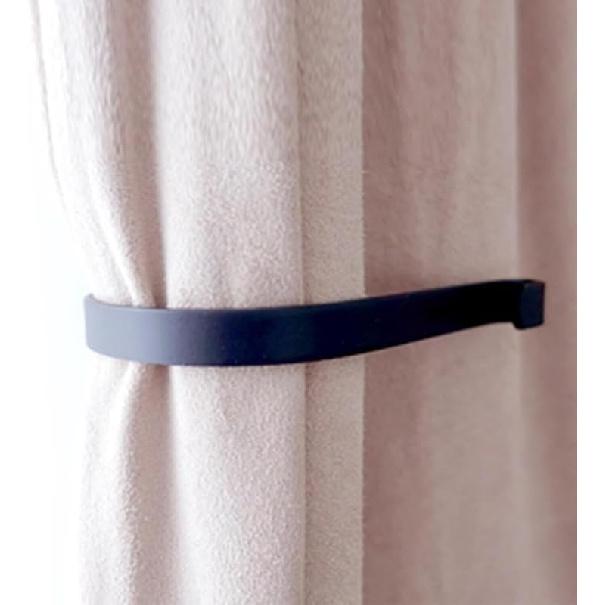 Curtain Holdbacks (Set of 2), Wall Mounted Drapery Tiebacks with Screws, Metal Decorative Window Drapery Holder Curtain Hook, Black