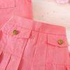 Girls' Pink Vest & Pleated Skirt 2Pcs Casual Outfit