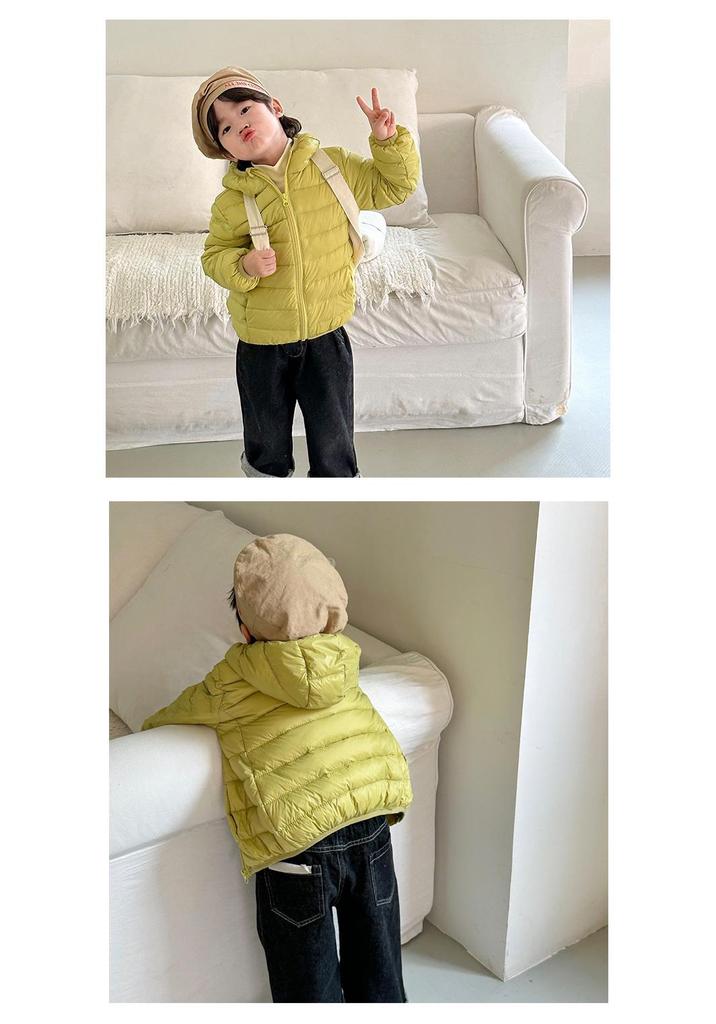 Piumino Leggero per Bambini: Capispalla con Cappuccio a Colore Unito per Bambini Piccoli