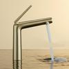 TLXT Curved Spout Brushed Gold Bathroom Basin Faucet
