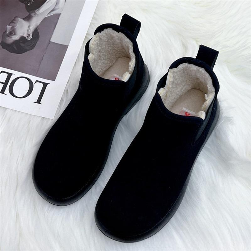 Winter Velvet Women's Cotton Shoes Are Warm Simple Fashionable Flat Comfortable Versatile Short Boots Anti Slip Snow Boots