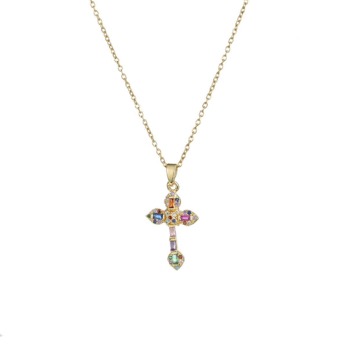 

Stainless Steel Chain Luxury Crystal Zircon Cross Pendant Necklaces for Women Men New Gold Color Cross Jewelry Gifts for Lover