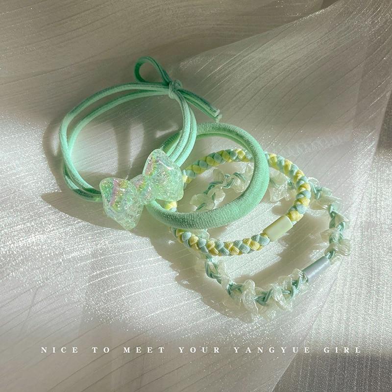 2023 New Korean Scrunchie Set Sweet Large Rubber Band Hair Rope For Women Elastic Hairbands Headbands Hair Accessories Headwear