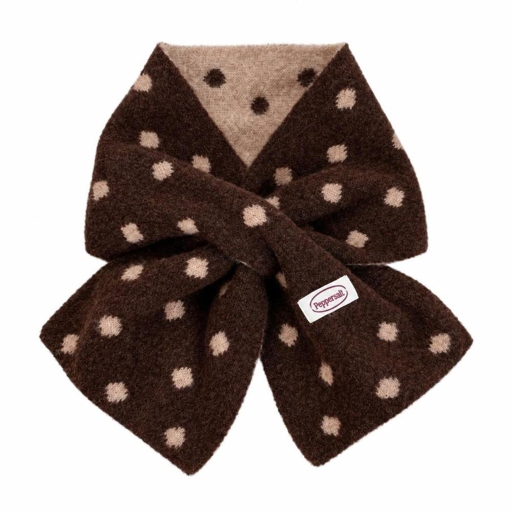 Cross Knitted Scarf Polka Dot Neck Warmer Scarf Gifts Neck Scarf for Women