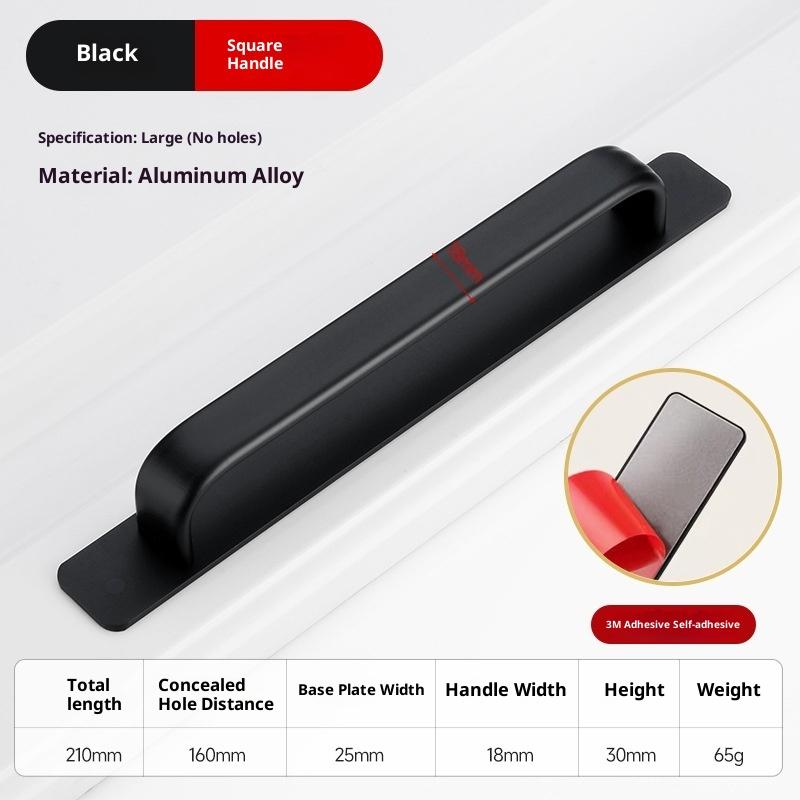 Aluminum Alloy Handle Glass Sliding Door Window Drawer Wardrobe Drill-free Push-pull Bathroom Sticker Door Handle