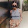 Summer Knitted Tank Tops Women Casual Crop Tops Sexy Girls Suspender Vest O-neck OL Slim Sleeveless T Shirts