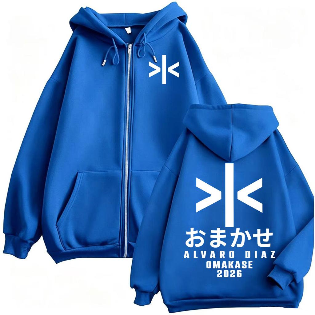 Alvaro Diaz Omakase Logo Print Zip Up Hoodies Men's Women Casual High Quality Sweatshirt Pullovers Coats