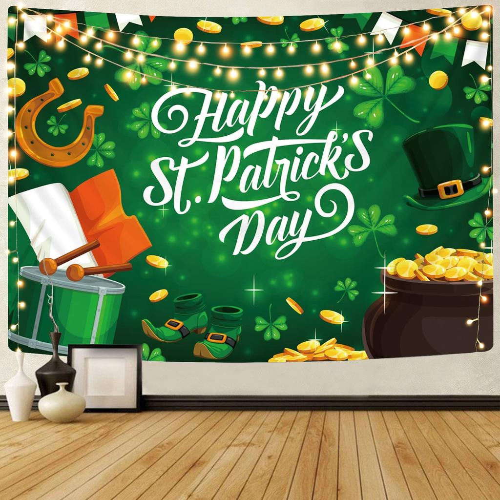 Happy St .Patrick 'S Day Tapestry Photography Backdrop Room Decor Aesthetic Party Decorations For Bedroom Wall Decoration Boho Art