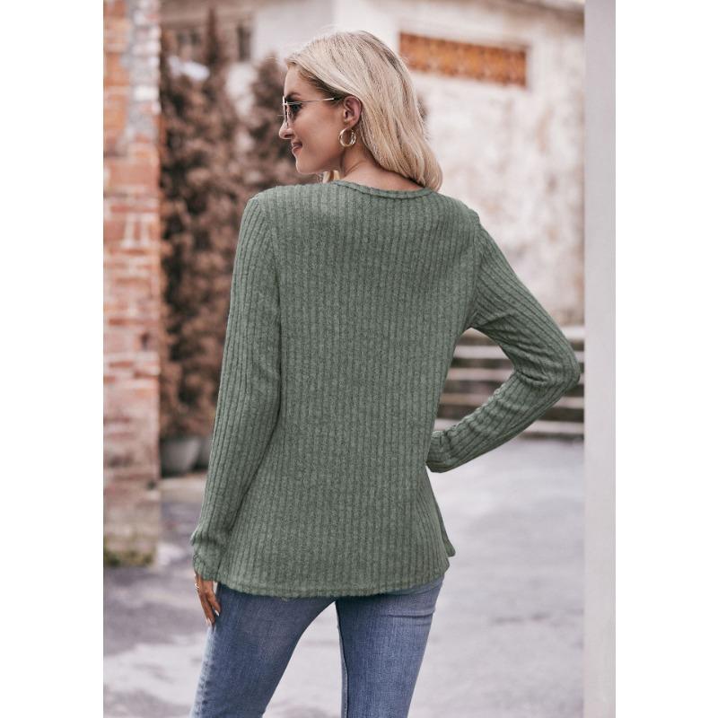 YYFS Damenmode, lässig, Frühling, Herbst, einfarbig, bedruckt, langärmelig, O-Ausschnitt, Blusen und Hemden