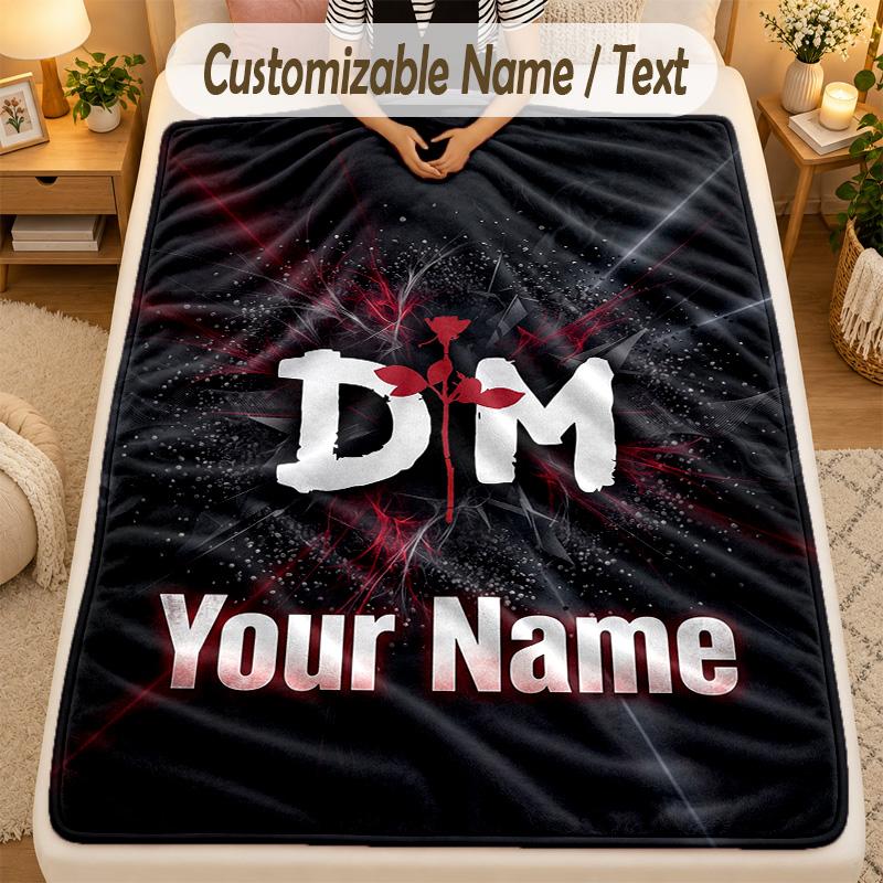 FlaneldeckeDepeche Mode Benutzerdefinierter Name Text Personalisierte Weiche Warme Überwurfdecke Heimdekoration Geschenk