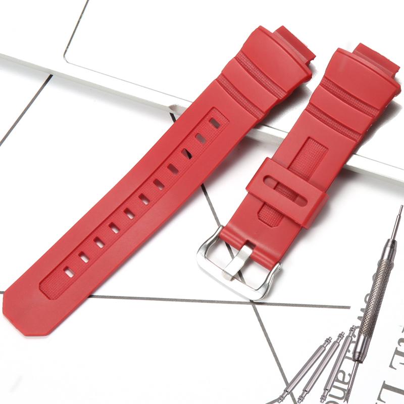 Příslušenství k hodinkám Pro Casio AW-591 AW-590 AWG-M100 AWG101 Řemínek 16mm Pánský Pryskyřičný Řemínek na hodinky Sportovní Voděodolný Náramek