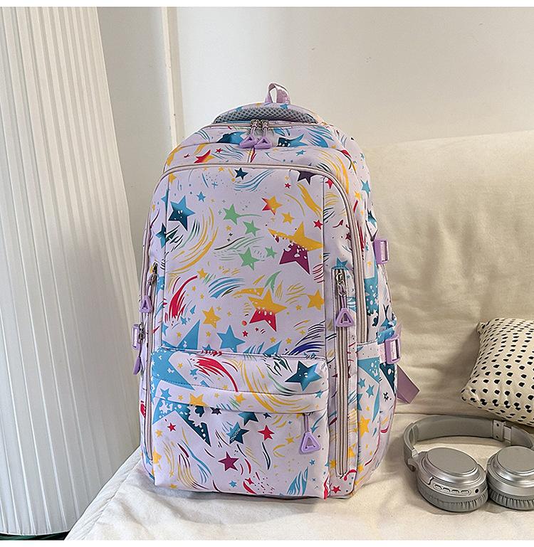 Schoolbag Female New Cartoon Graffiti Middle and High School Students Backpack Large Capacity Backpack Small Fresh Cute Students