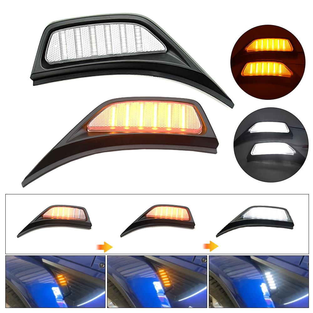 For Jeep Gladiator JT Wrangler JL Rubicon Sahara 2x Smoked Front Fender LED Repeat Side Marker Lights DRL Daytime Running Lamp