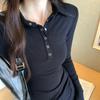 Pure Desire Hot Girl Long Sleeve T-Shirt Women's New Autumn Underwear Sexy Breast Revealing V-Neck Tight POLO Bottoming Waist Top