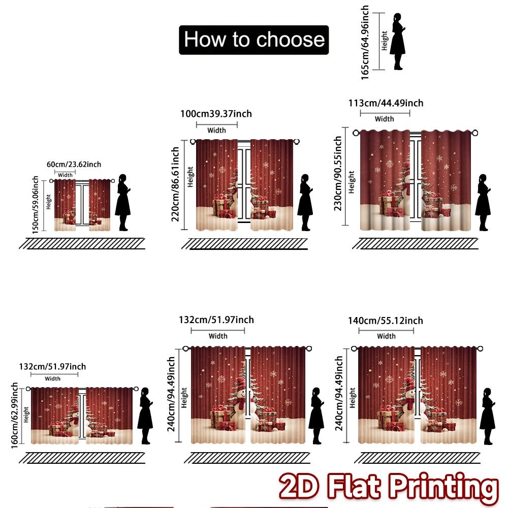 2pcs, 2D FLAT PRINTING Curtains (Without Rod) Snowy Festivity Halloween Festival Fashion Curtains Polyester Curtains All Seasons