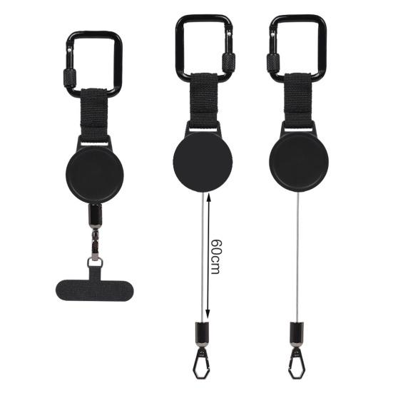 Zatahovací poutko na telefon s klipem na opasek 60cm ocelové lanko klip na telefon proti krádeži a pro hands-free použití univerzální venkovní dobrodružné příslušenství pro telefon