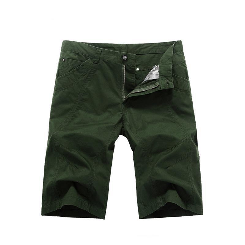 Mens Cargo Shorts Fashion Zipper Pocket Summer Cotton Shorts Hiking Jogger Elastic Waist Sports Shorts
