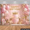 2D Pink Gold Princess Birthday Backdrop Photography Background