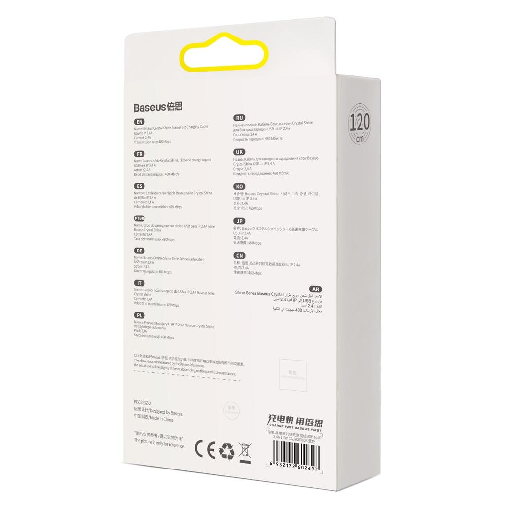 Kabel Usb Do Lightning Baseus Crystal Shine, 2.4A, 1.2M (Niebieski)
