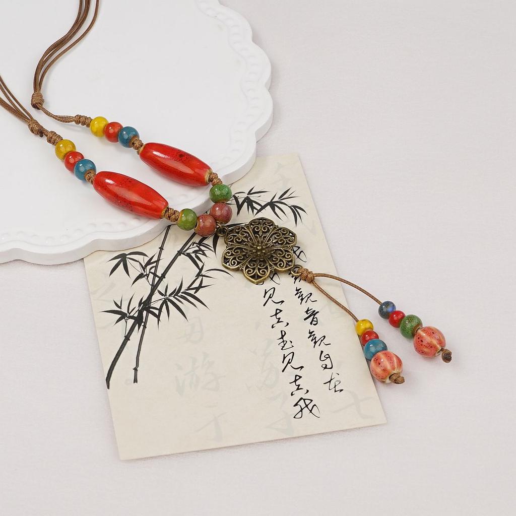 Ethnic Accessories Ceramic Necklace Sweater Chain Pendant Versatile Clothes Pendant