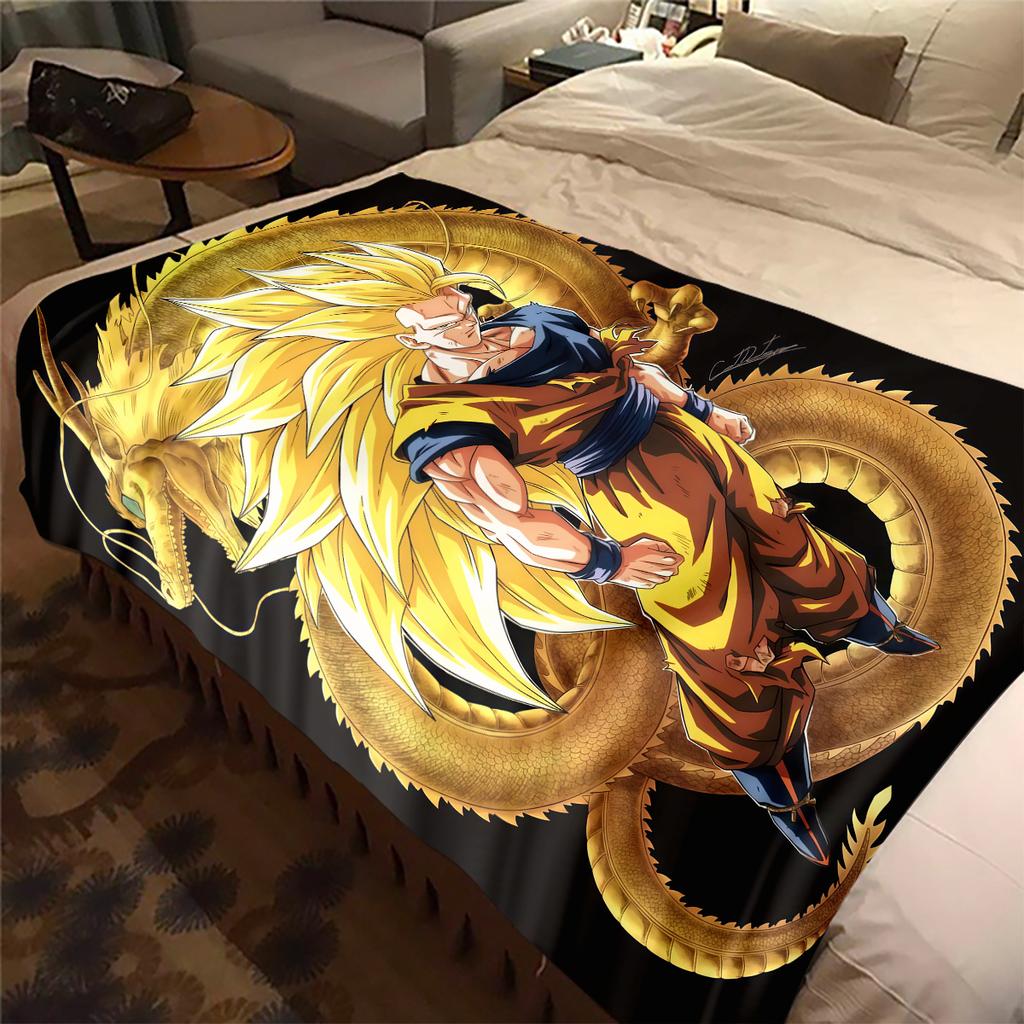 1 Stück Son Goku Druck Flanelldecke, Hohe Qualität für alle Jahreszeiten, Heimdekoration, Wärme und Komfort, Perfekt für Weihnachtsgeschenke