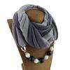 Elegant Polyester Infinity Scarf with Beaded Necklace – Women’s Fashionable Solid Color Neck Wrap