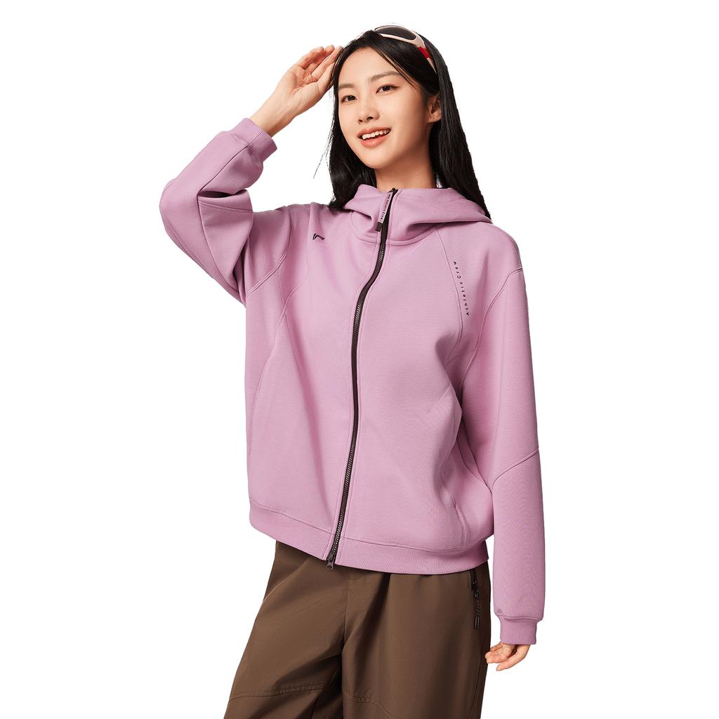 Li-Ning Fitness Series Hooded Logo Zip Jacket Women Jackets AWDVC32-6