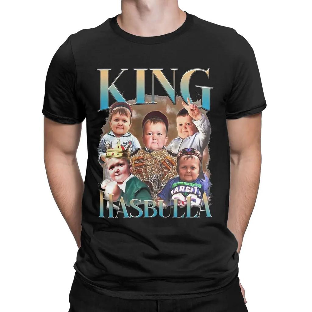 Crazy King Hasbulla Art Khabib T-Shirts for Men Round Neck 100% Cotton T Shirt Vintage Short Sleeve Tee Shirt Gift Idea Clothes