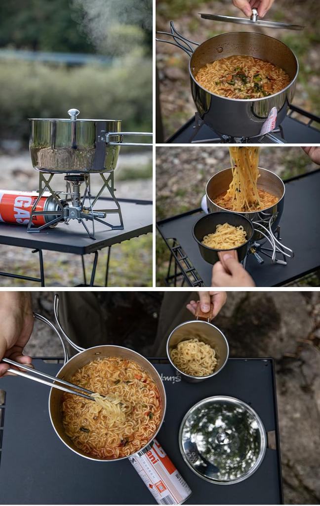 CAMPING MOON Camping Outdoor One Hand Pot Stainless Aluminum Full Three Layer Steel 2.0L CC-18