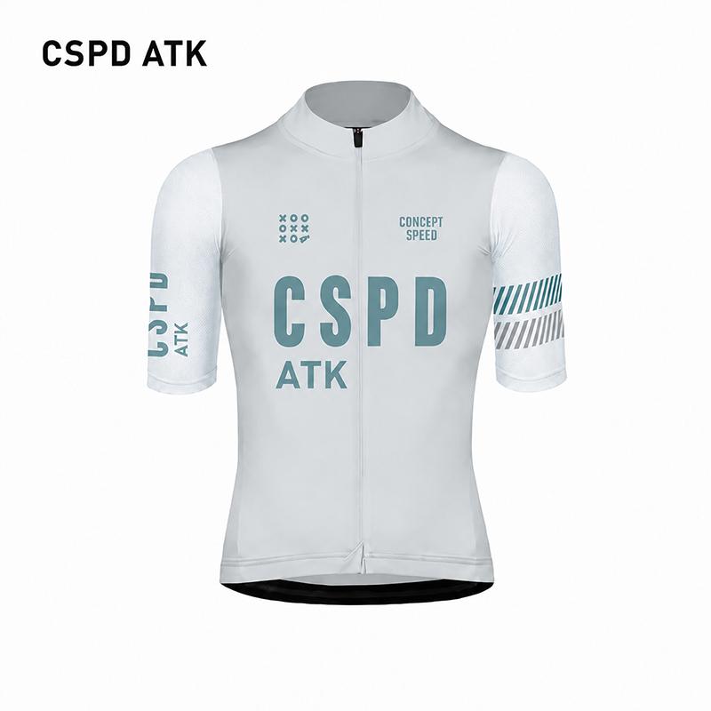 CSPD ATK Men's Summer Cycling Clothes MTB Bicycle Sports Shirt Set Polyester Fiber Cycling Top Sponge Cushion Cycling Paddle