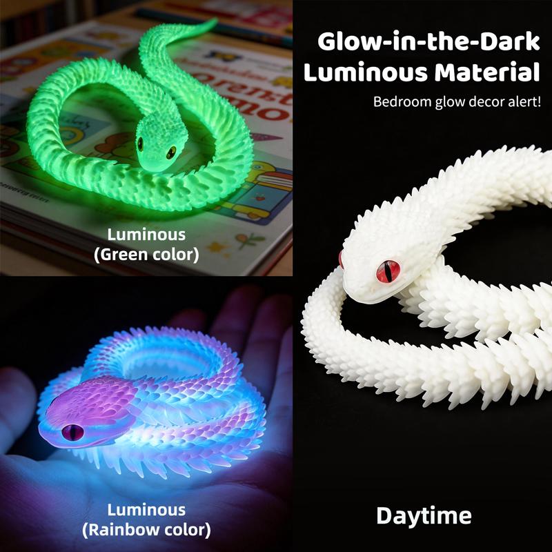 3D Printed Articulated Snake Fidget Toy Realistic Movable Joint Snake Action Figure Stress Relief Desk Decor Animal Model Gift