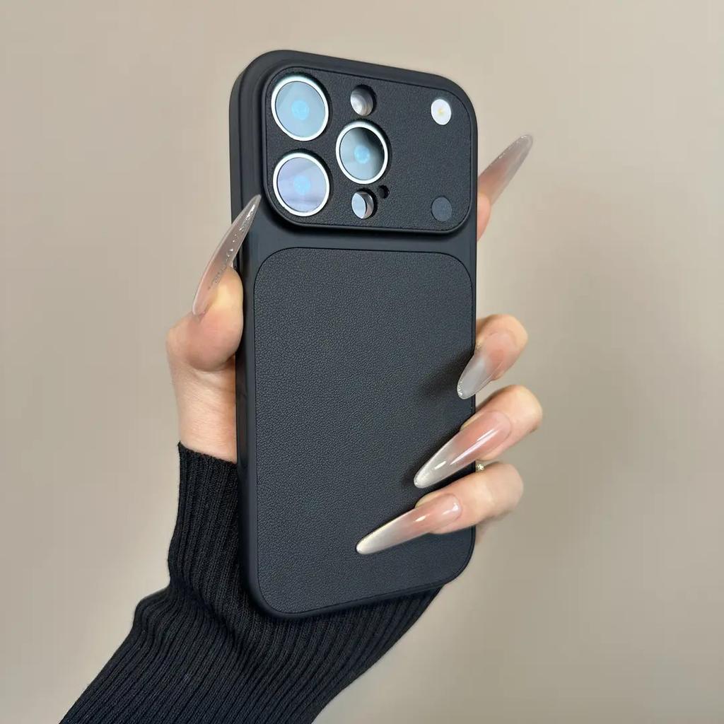 Business Solid Leather Texture Color Case for iPhone 17 Air 16 15 14 Plus 13 Pro Max Matte Shockproof Len Protection Cover