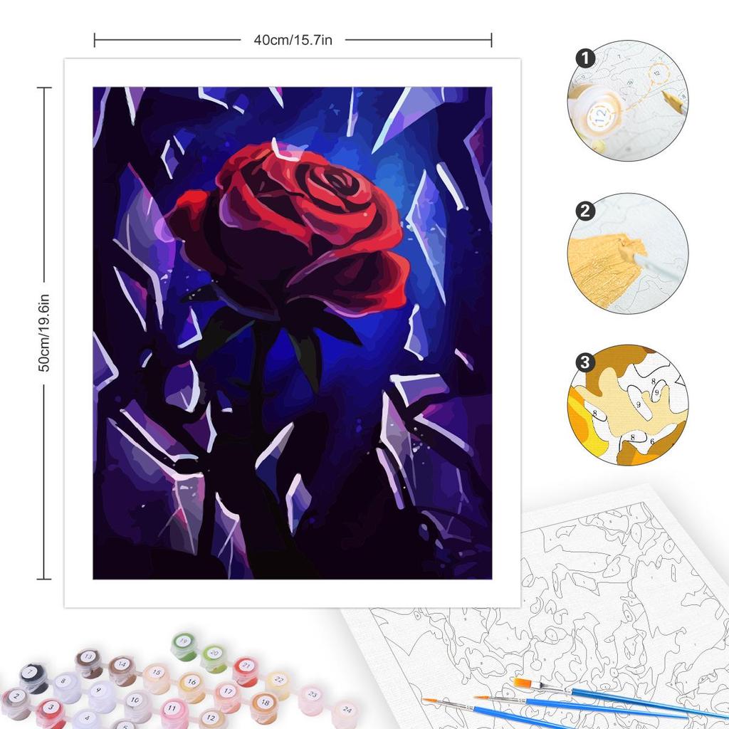 Frame Painting By Numbers Kits Rose Picture Wall Art Acrylic Paint On Canvas Flowers Coloring By Numbers For Home Artwork 40x50