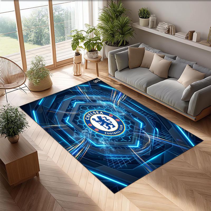 Chelsea FC Printed Flannel Area Rug Non Slip Soft Polyester Floor Carpet Indoor Decor Mat for Bedroom Living Room Sofa Game Room Home Decoration