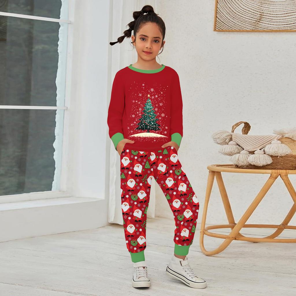 Dětský módní oblek Sukně Kulatý výstřih Top s dlouhým rukávem Kalhoty