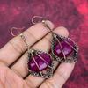 Faceted Kashmir Ruby Earring Copper Wire Wrapped Earring Kashmir Ruby Gemstone Jewelry Gifts for Friend Handmade Earring Copper Wire Jewelry