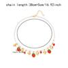 Adorable Cherry Strawberry Heart Necklace With Natural Margarite Accents Adjustable Chain For Casual Or Date Outfits Lightweight Zinc Alloy Jewelry