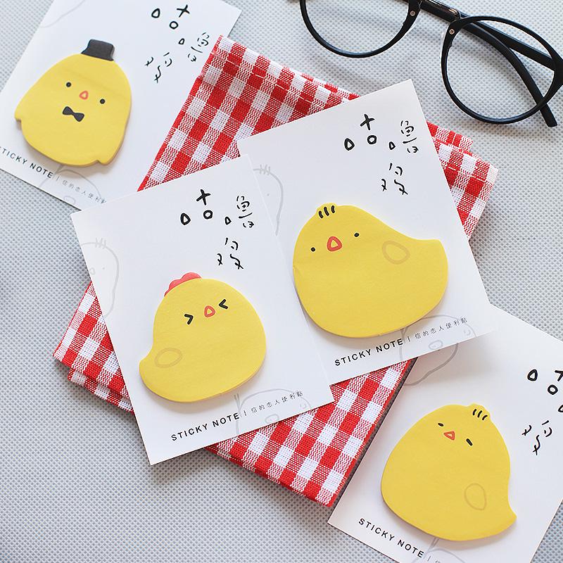 Buy 4pcs Yellow Chicken Sticky Note Cute Memo Pad 30 Sheets Adhesive ...