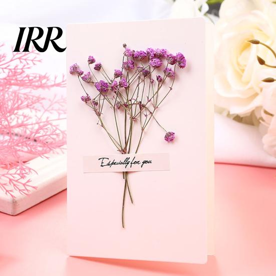 Natürliche Trockenblumen-Karte 2 Stück Gruß Handgemacht Retro Geschenk Botanisch DIY Einladung Wunsch für Hochzeit Geburtstag Babyparty Abschluss Einzigartig
