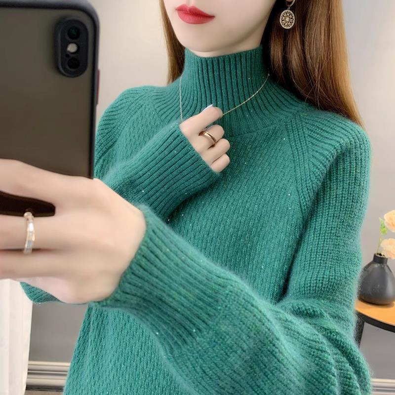 Turtle Neck Drop Shoulder Sweater, Casual Long Sleeve Sweater for Fall & Winter, Women's Clothing
