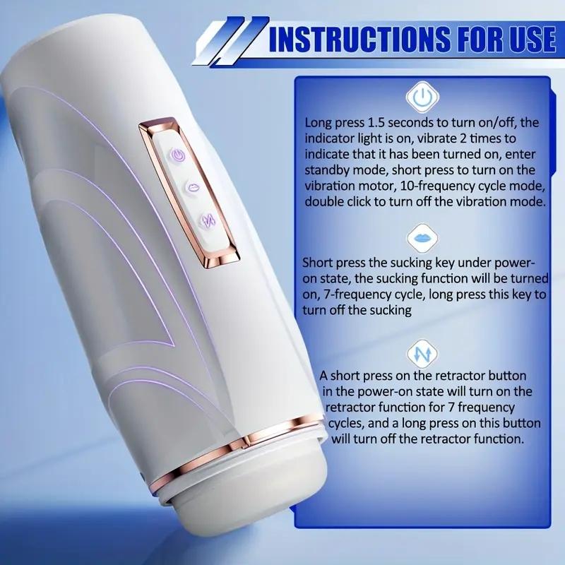 Multi Functional Airplane Cup Telescopic Male Masturbator With Sucking & Vibrating Modes Masturbation Cup Jugeuttee For Adults