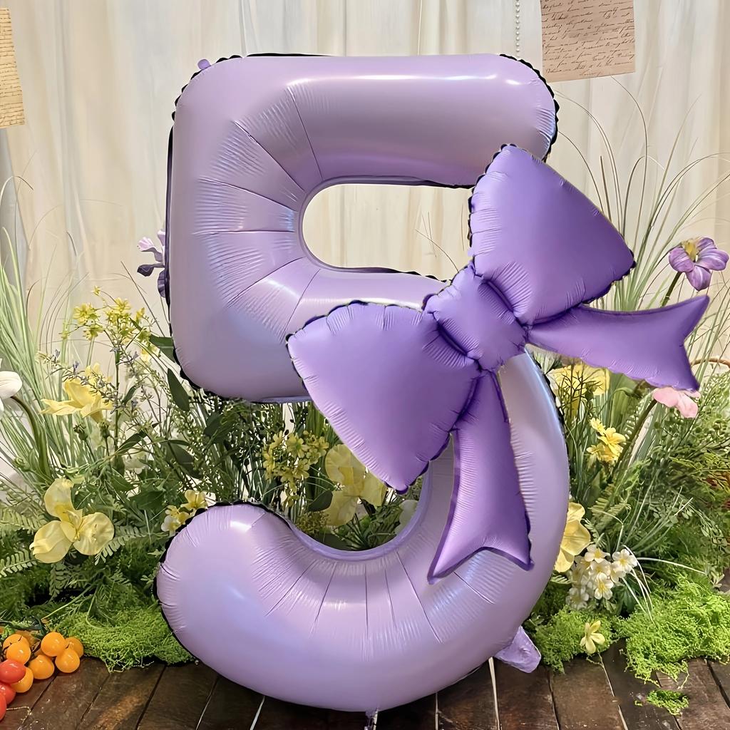 Bow 40inch Cream Purple Number 0-9 Balloon Children Adult Birthday Decoration Festive Party Supplies Anniversary Balloon