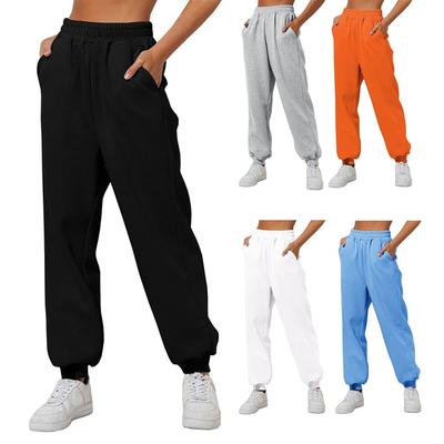 Damen Lockere Freizeit-Sweathose Hohe Taille Einfarbig Jogginghose