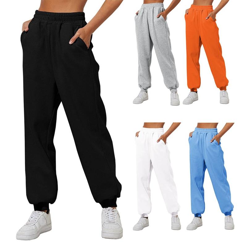 Women Loose Casual Sweatpants High Waist Solid Color Jogging Pants