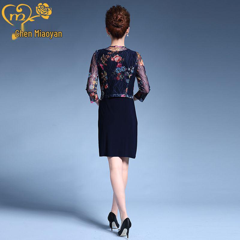 2025 Summer Lace Slimming Two-Piece Dress for Middle-Aged and Older Women, Plus Size