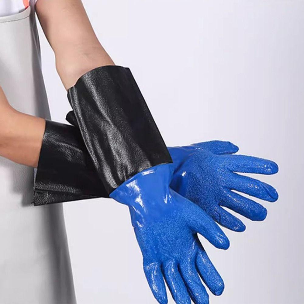 Non-Slip Rubber Work Gloves 70cm Work Safety Gloves Full Arm Pond Gloves  Drain Cleaning