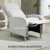 Reclining Relax Armchair Upholstered in Synthetic Linen with Footrest and Side Pocket Load 135 kg Light Gray